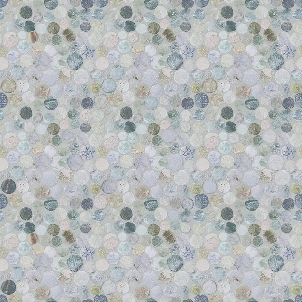 Sea Green Penny Round Tile, Marble Mosaic Wall & Floor Tile | 5 Tiles per case