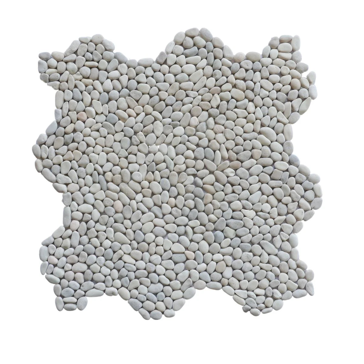 Mini white pebble tile sample without grout