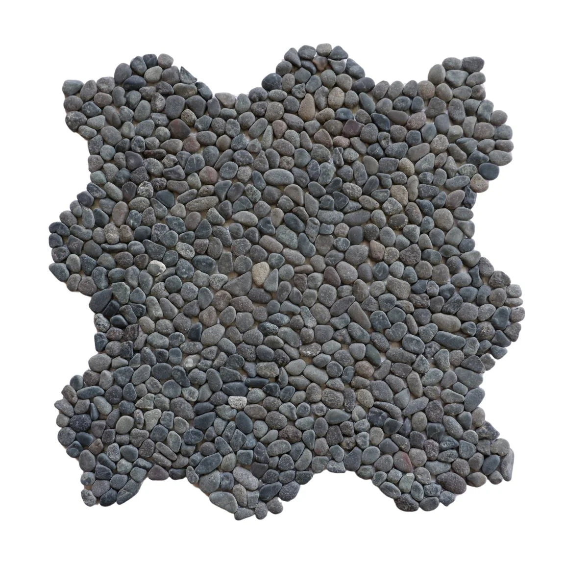 Mini black pebble tile sample without grout