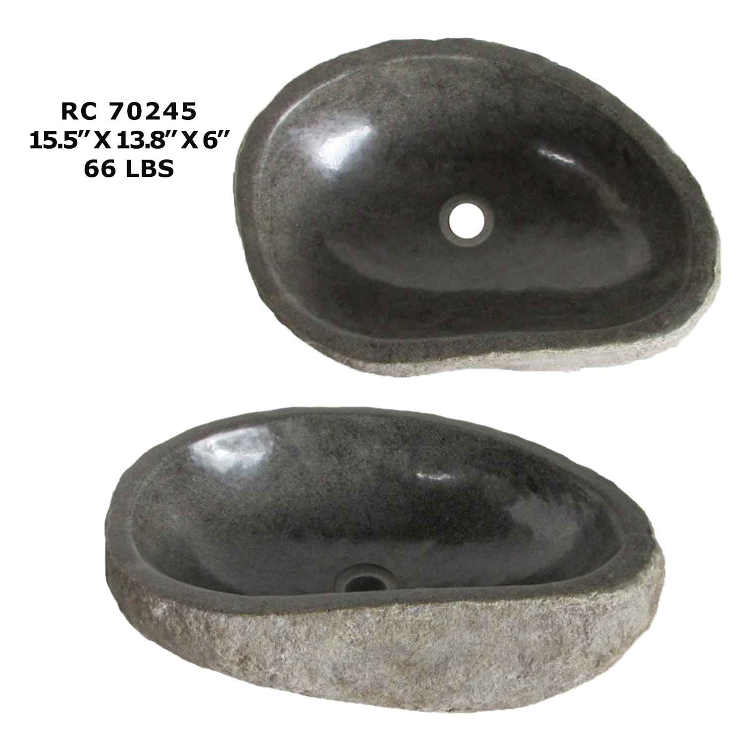 RC70245-Rock Vessel Sink | Natural River Stone Sink for Bathroom