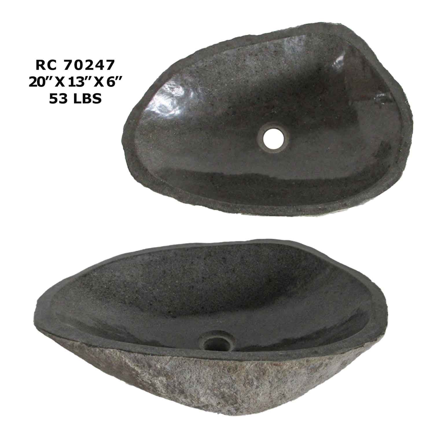RC70247-Rock Vessel Sink | Natural River Stone Sink for Bathroom