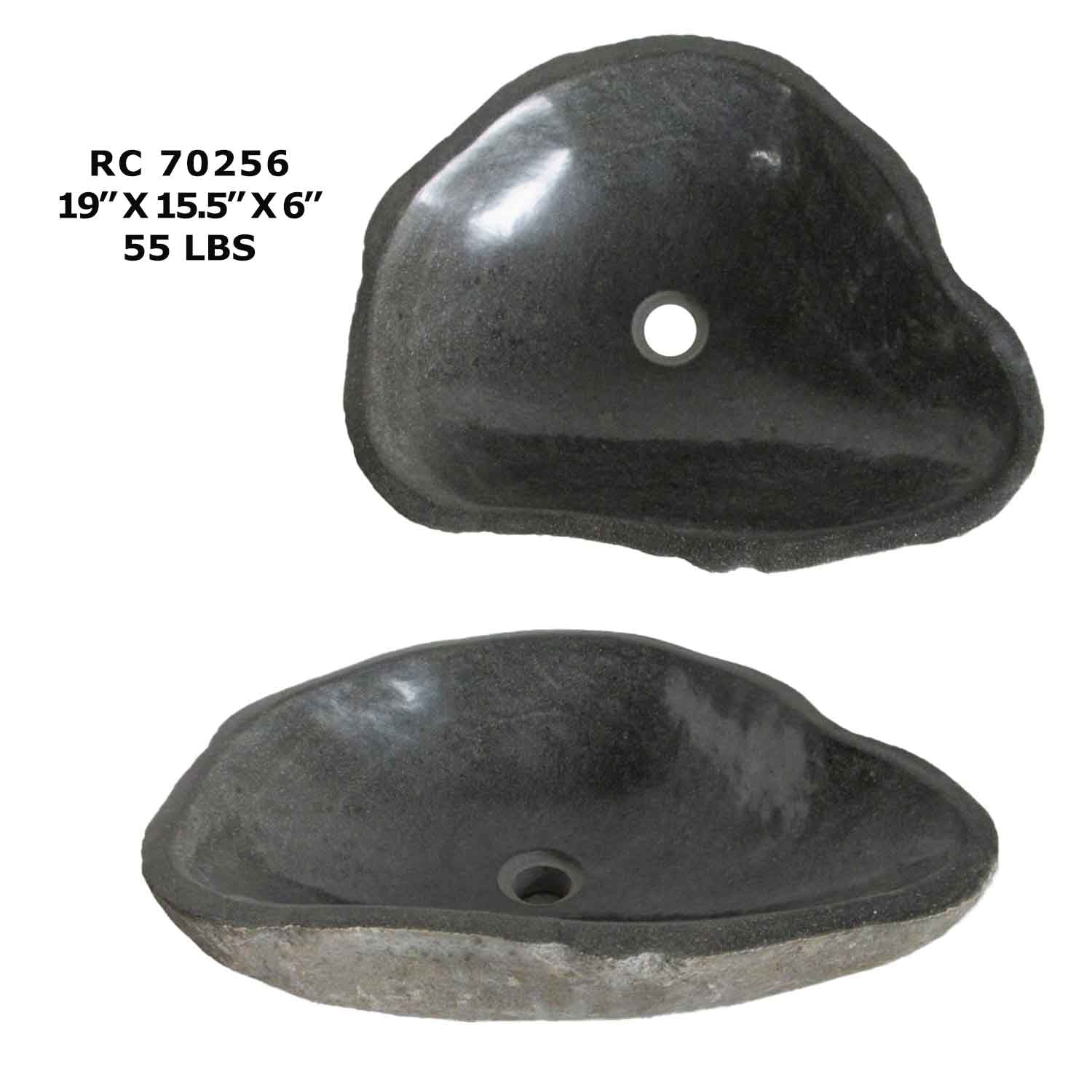 RC70256-Natural Stone Oval Vessel Bathroom Sink | River Stone Sink