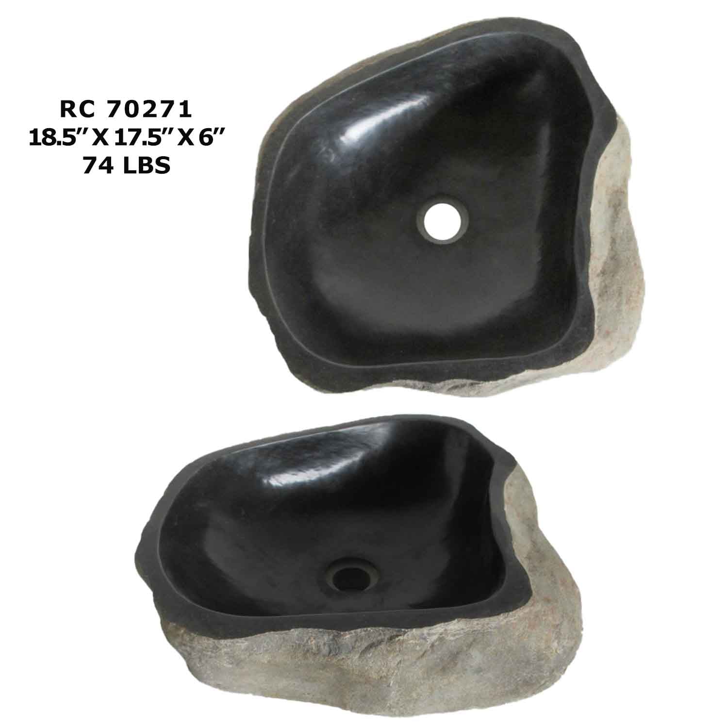 RC70271-Natural Stone Oval Vessel Bathroom Sink | River Stone Sink