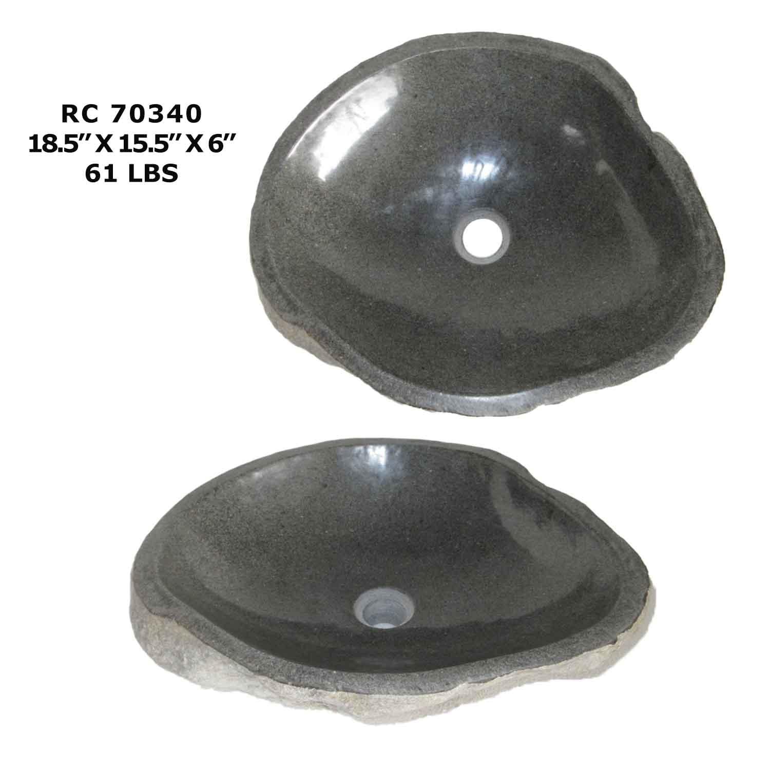 RC70340-Natural River Stone Oval Vessel Sink for Bathroom