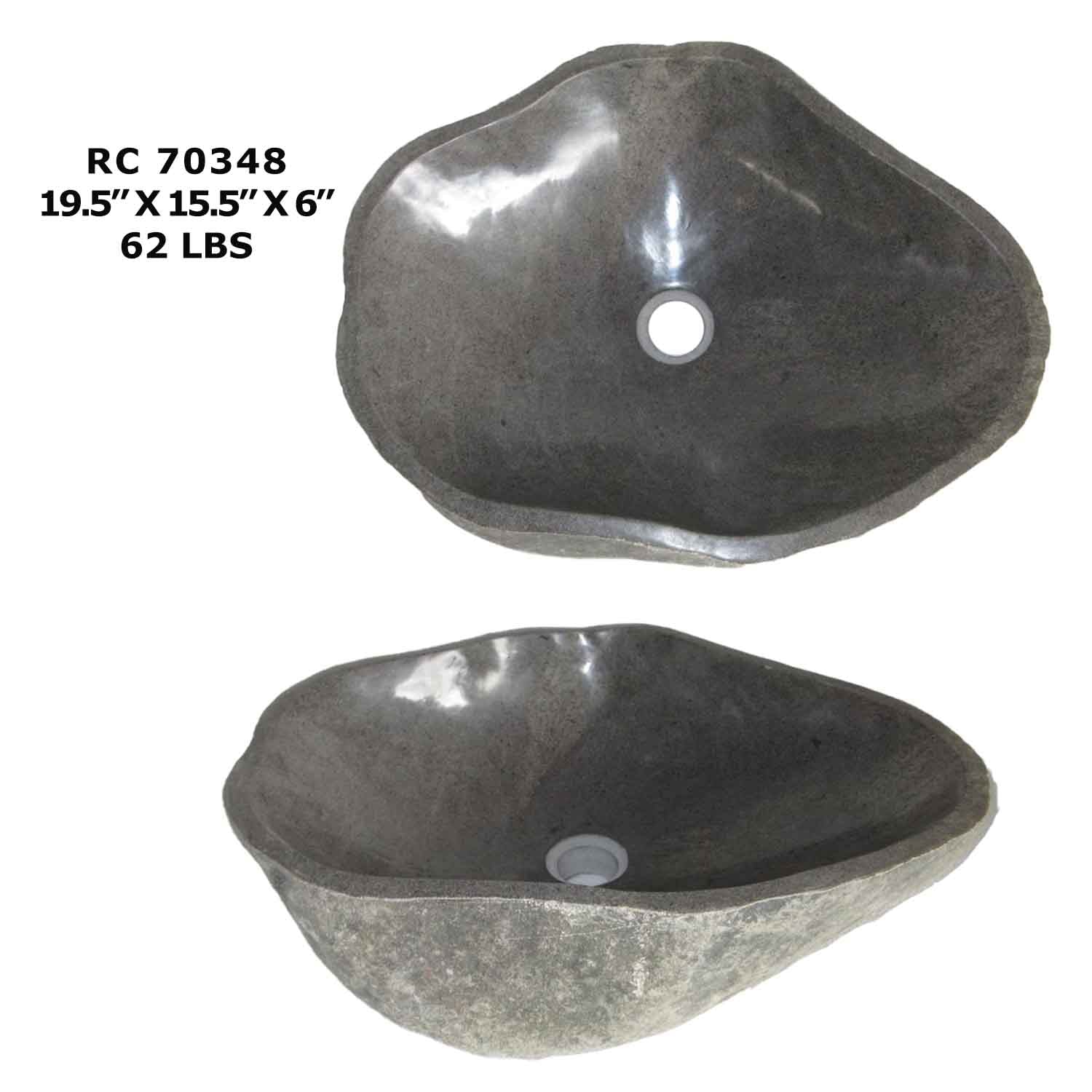 RC70348-Natural Stone Oval Vessel Bathroom Sink | River Stone Sink
