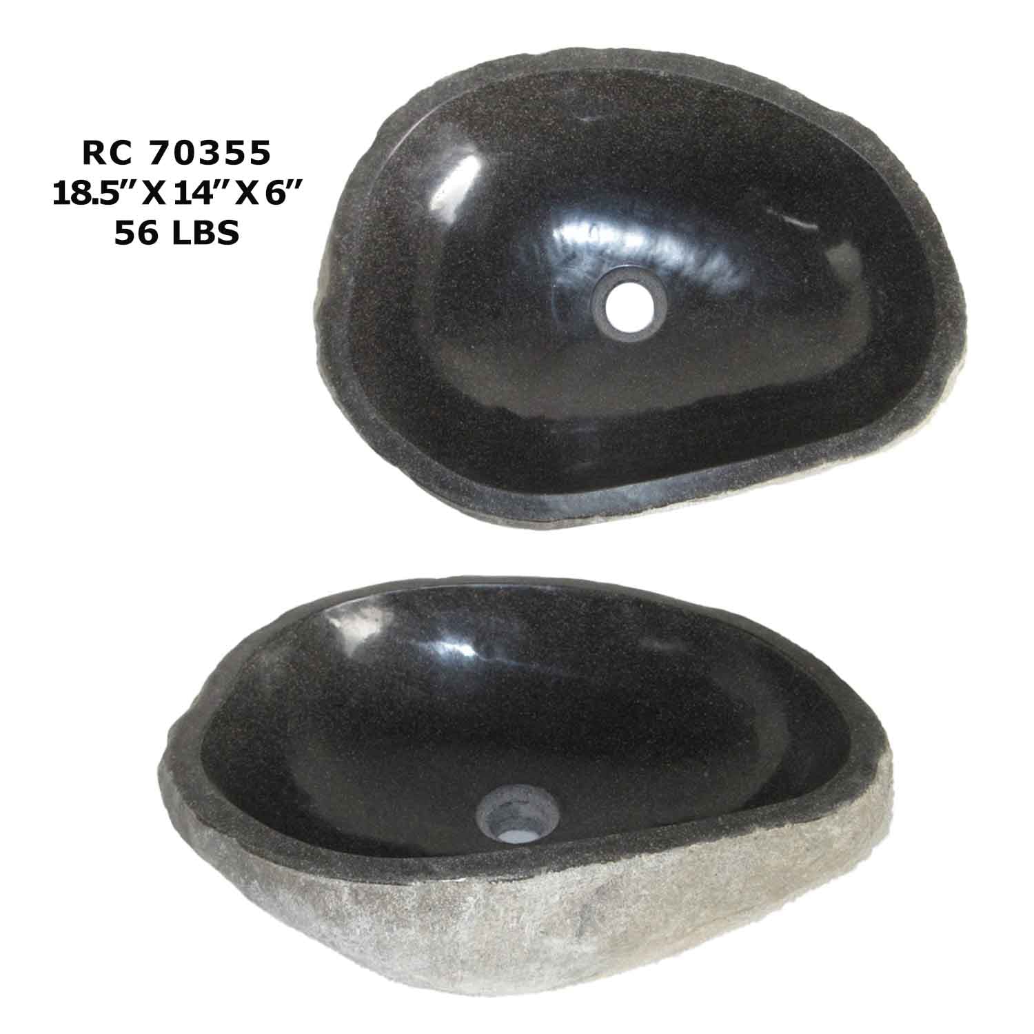 RC70355-Rock Vessel Sink | Natural River Stone Sink for Bathroom