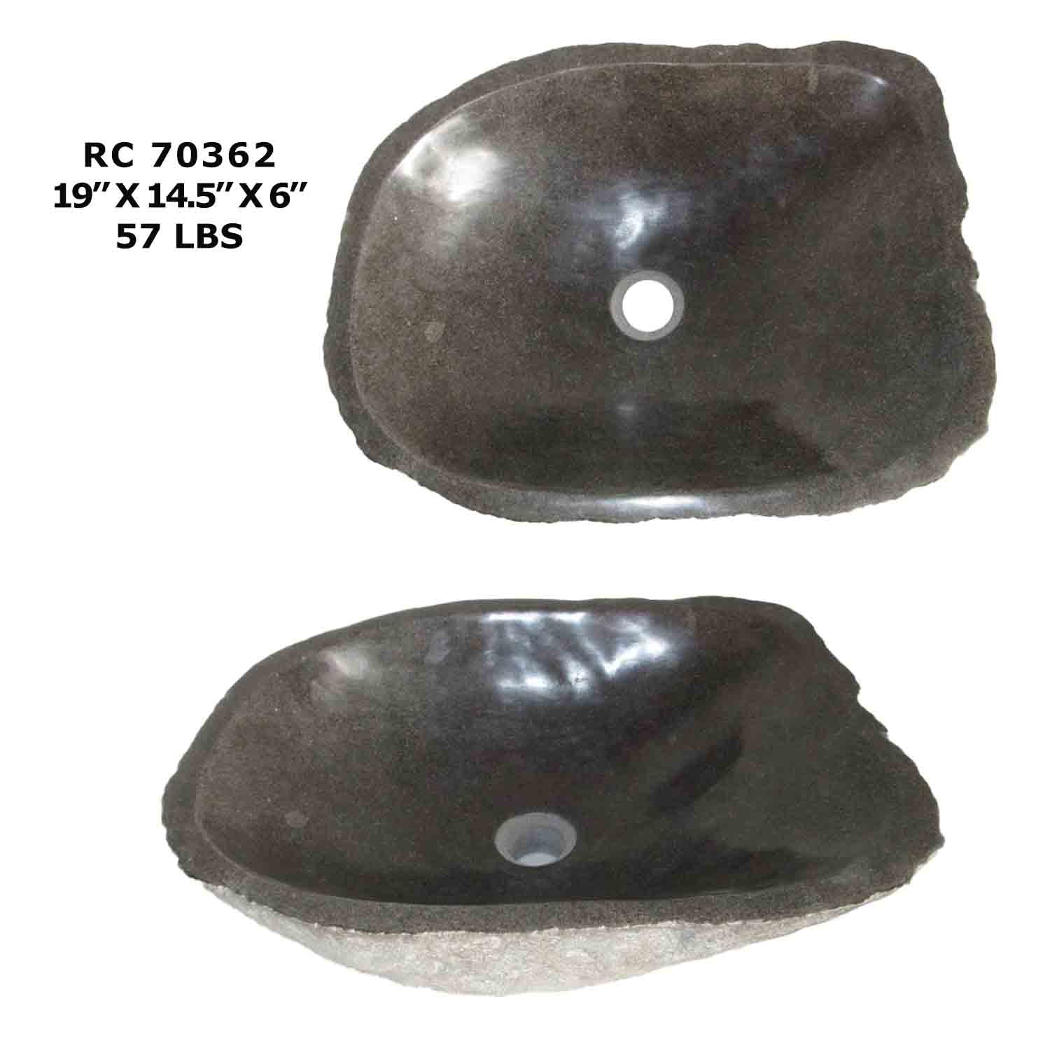 RC70362-Natural River Stone Round Vessel Sink for Bathroom