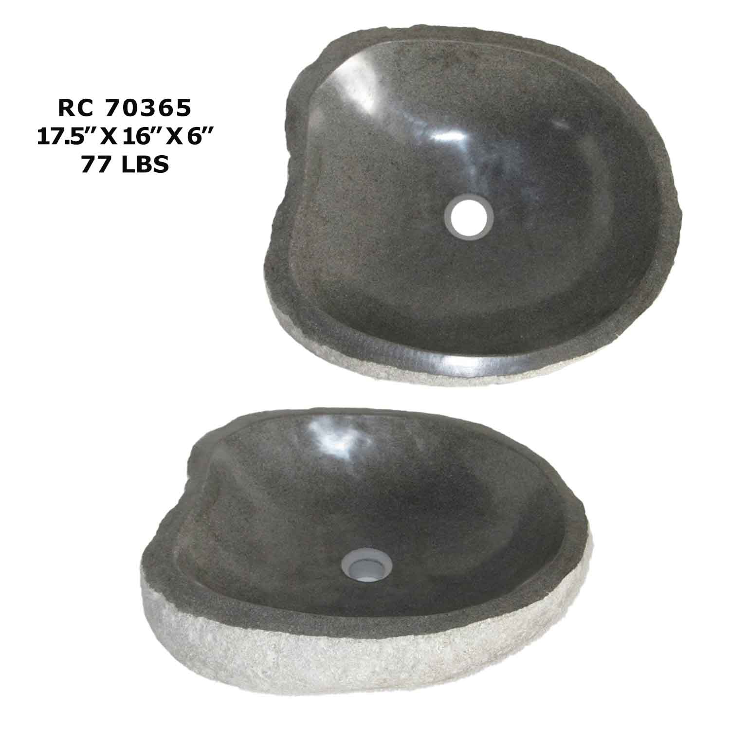 RC70365-Rock Vessel Sink | Natural River Stone Sink for Bathroom