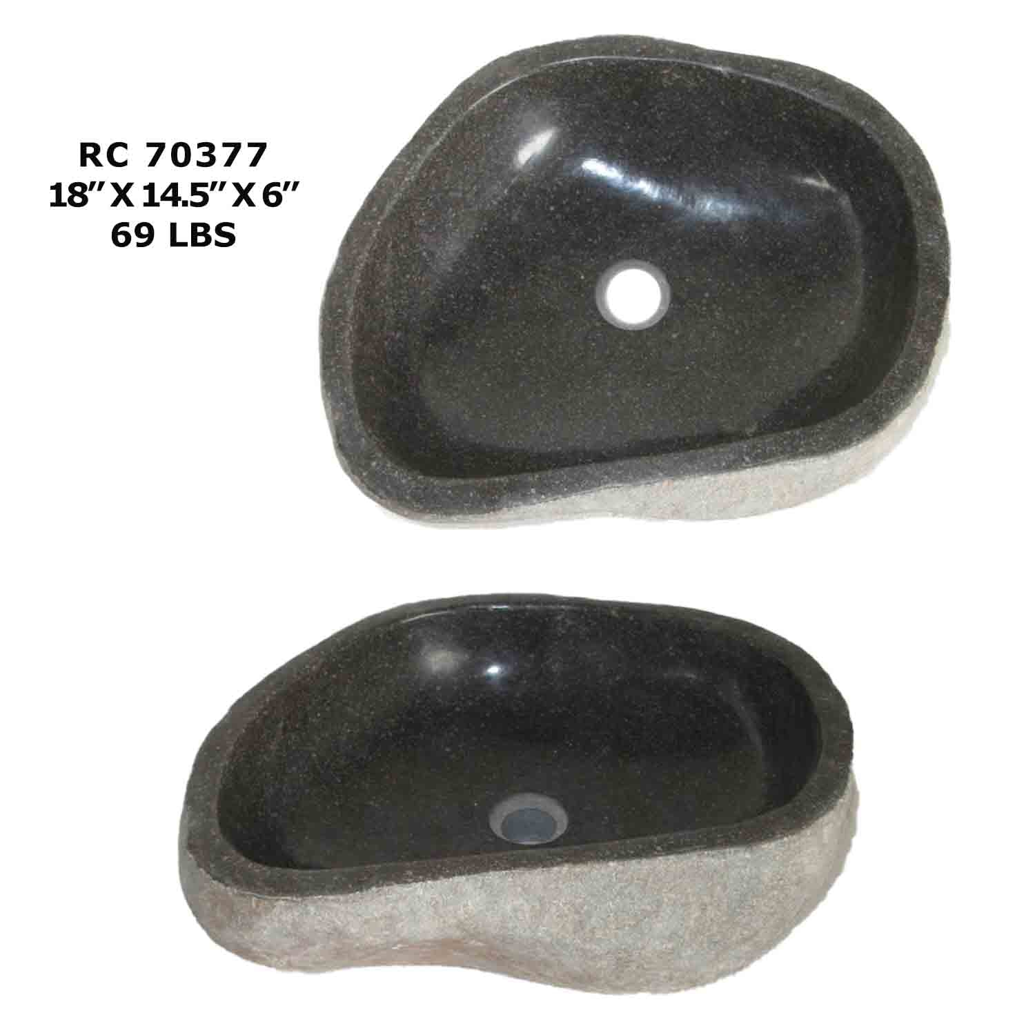 RC70377-Rock Vessel Sink | Natural River Stone Sink for Bathroom