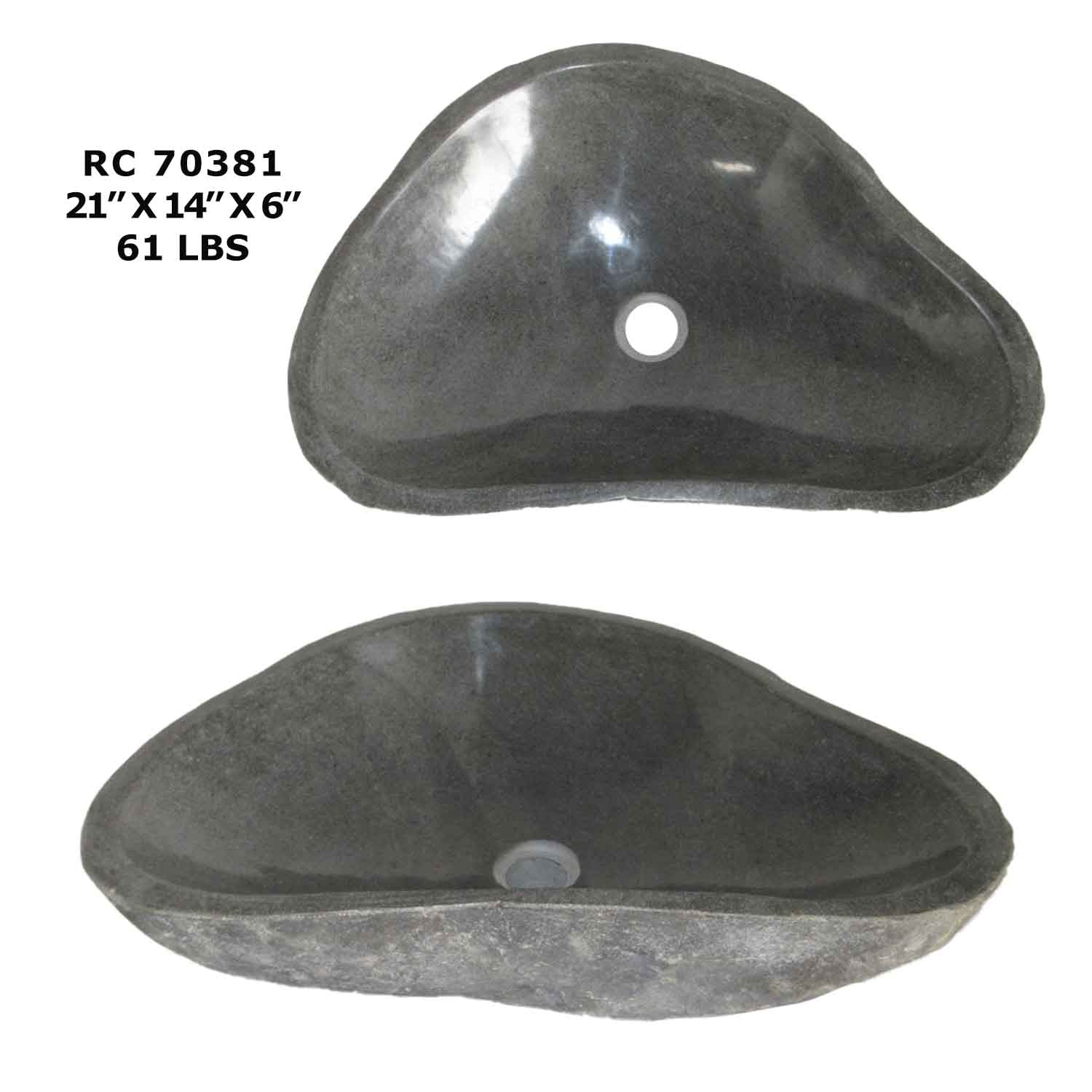 RC70381-Natural River Stone Oval Vessel Sink for Bathroom