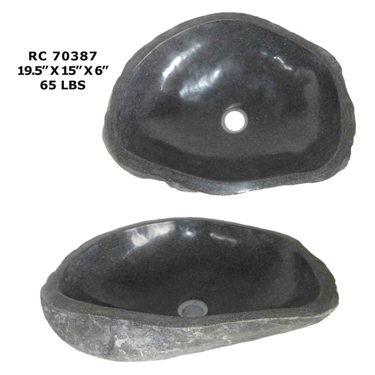 RC70387-Rock Vessel Sink | Natural River Stone Sink for Bathroom