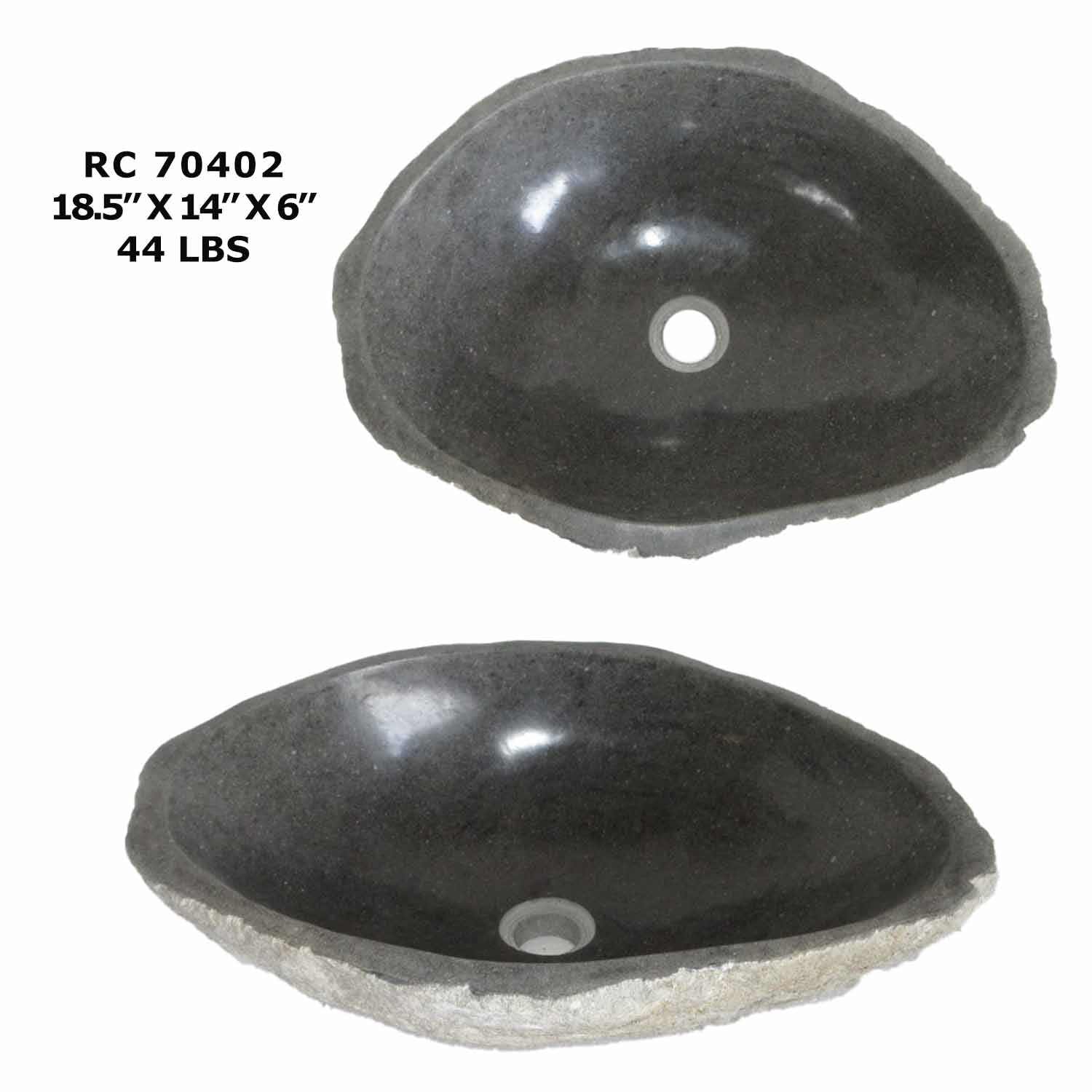 RC70402-Natural River Stone Round Vessel Sink for Bathroom