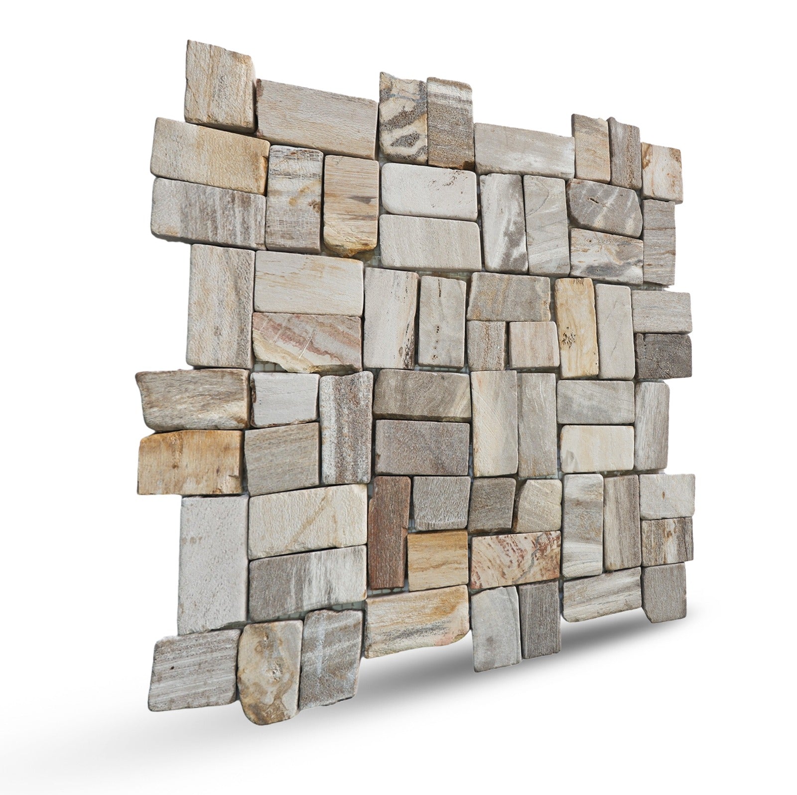 Random Petrified Wood Mosaic Floor And Wall Tile | 5 Tiles per case