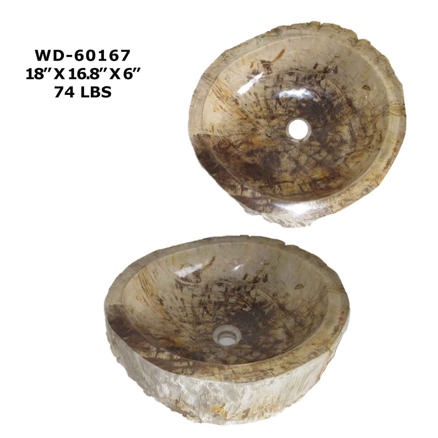 Petrified Wood Sink - Natural Stone Bathroom Vessel Sink - WD 60167
