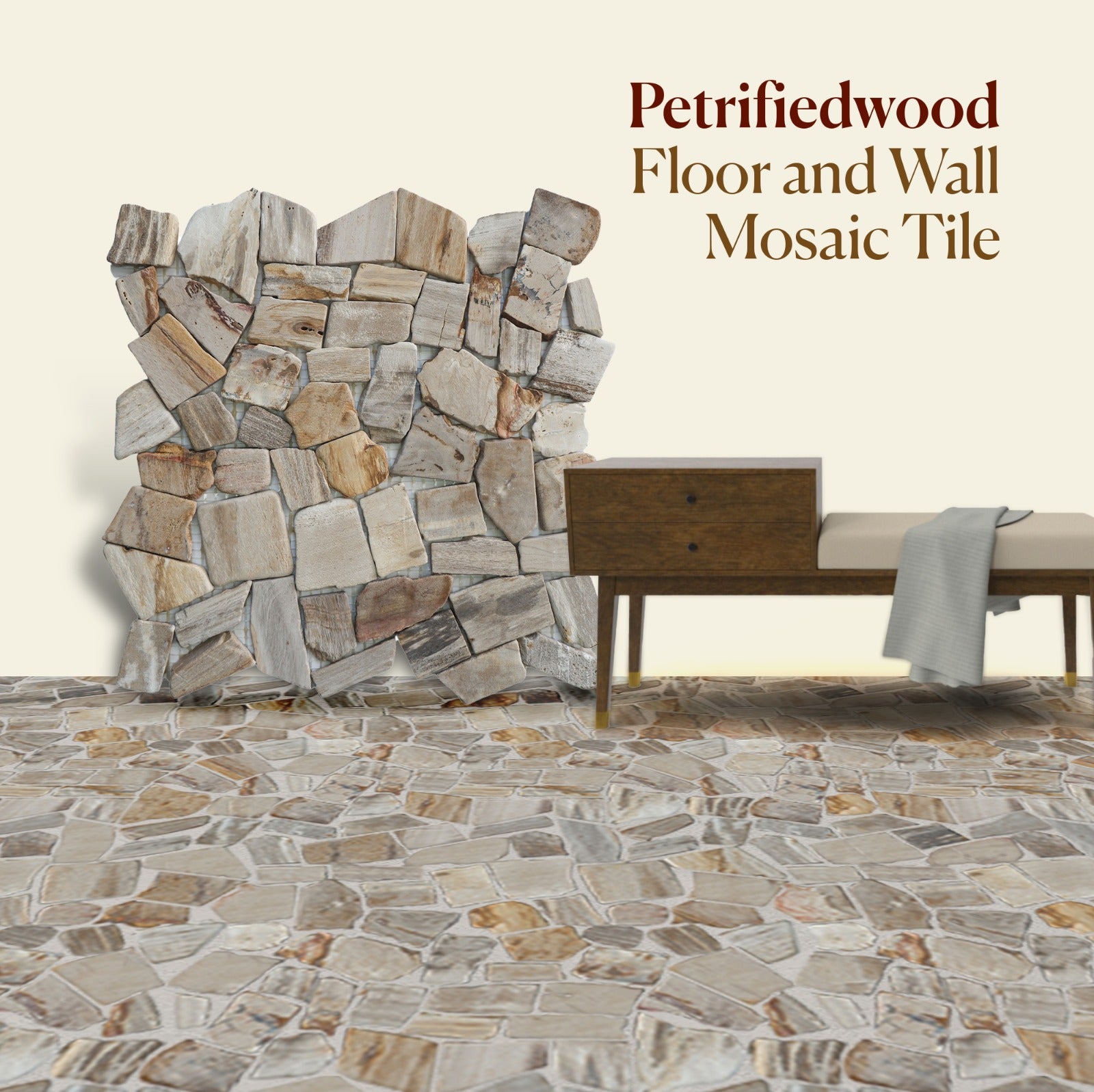 Random Petrified Wood Mosaic Wall Floor Tiles