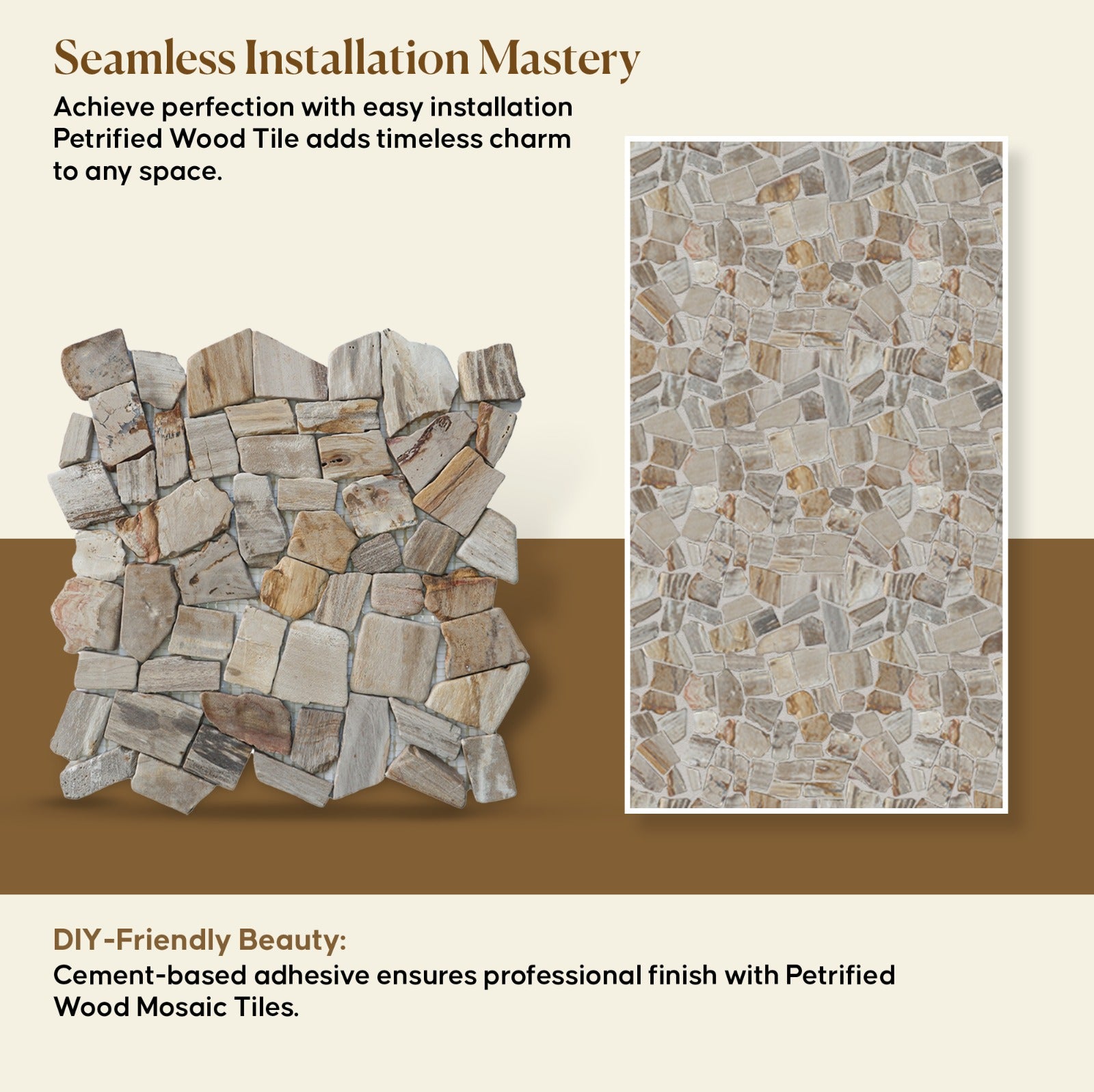 Random Petrified Wood Mosaic Wall Floor Tiles