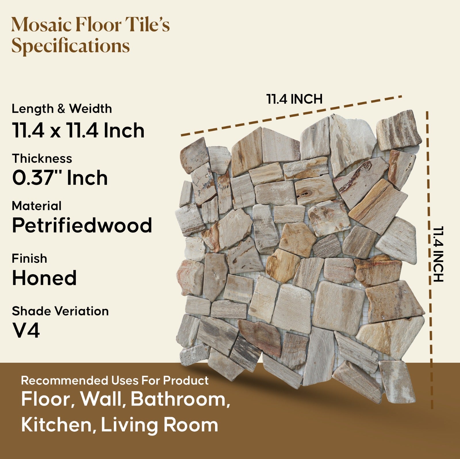 Random Petrified Wood Mosaic Wall Floor Tiles