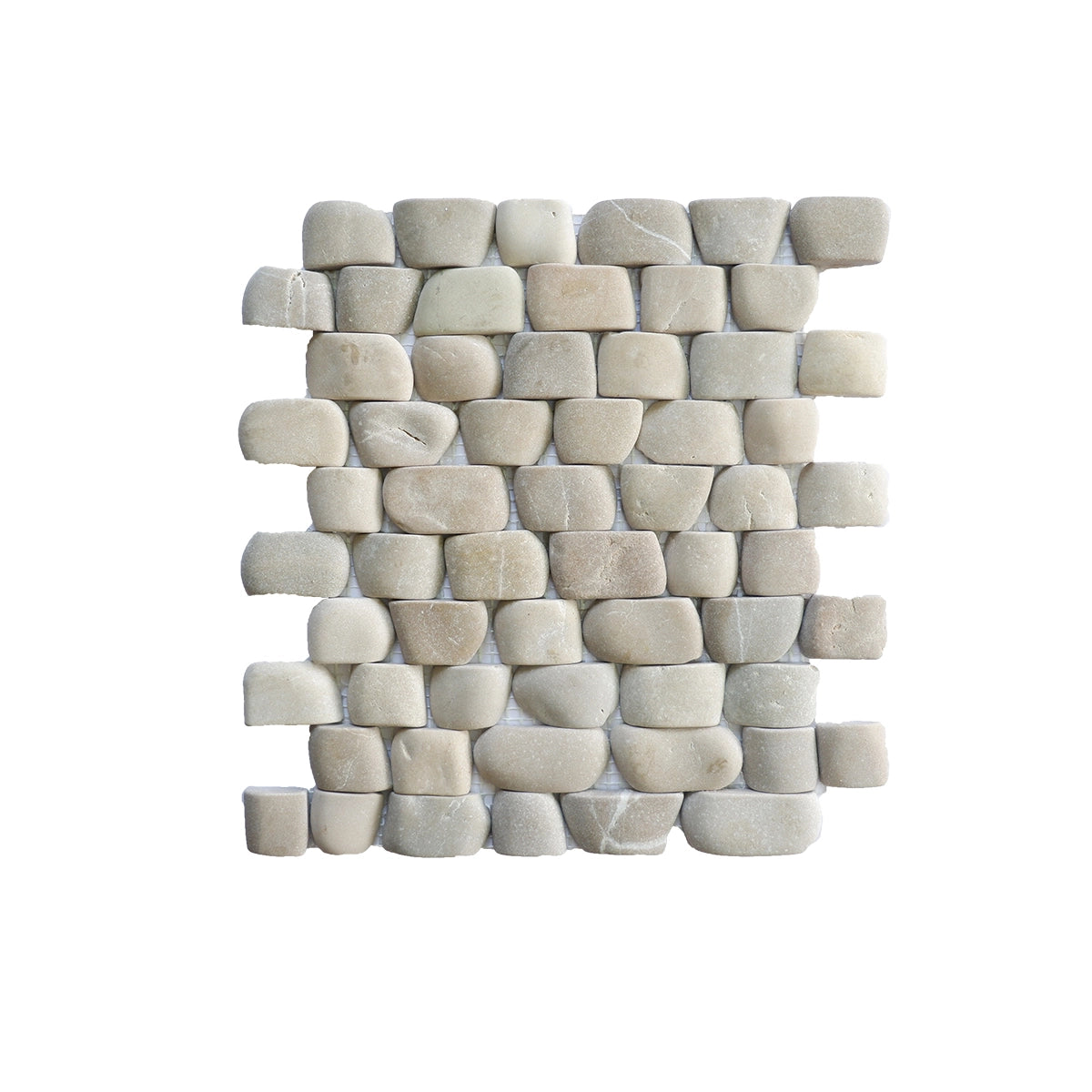 Strip Tan Stone Pebble Mosaic Tile for Wall | 5 Tiles per case