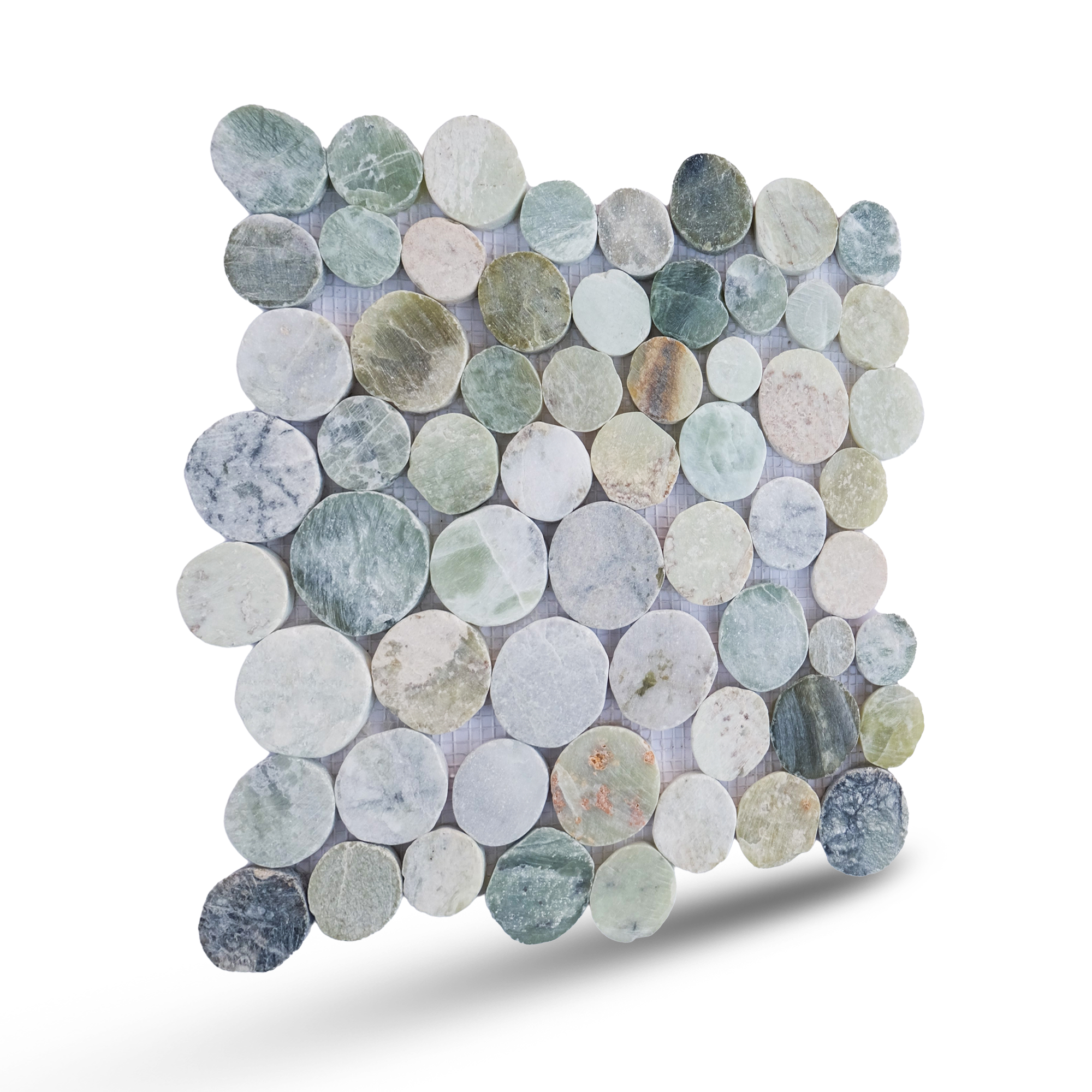 Sea Green Penny Round Tile, Marble Mosaic Wall & Floor Tile