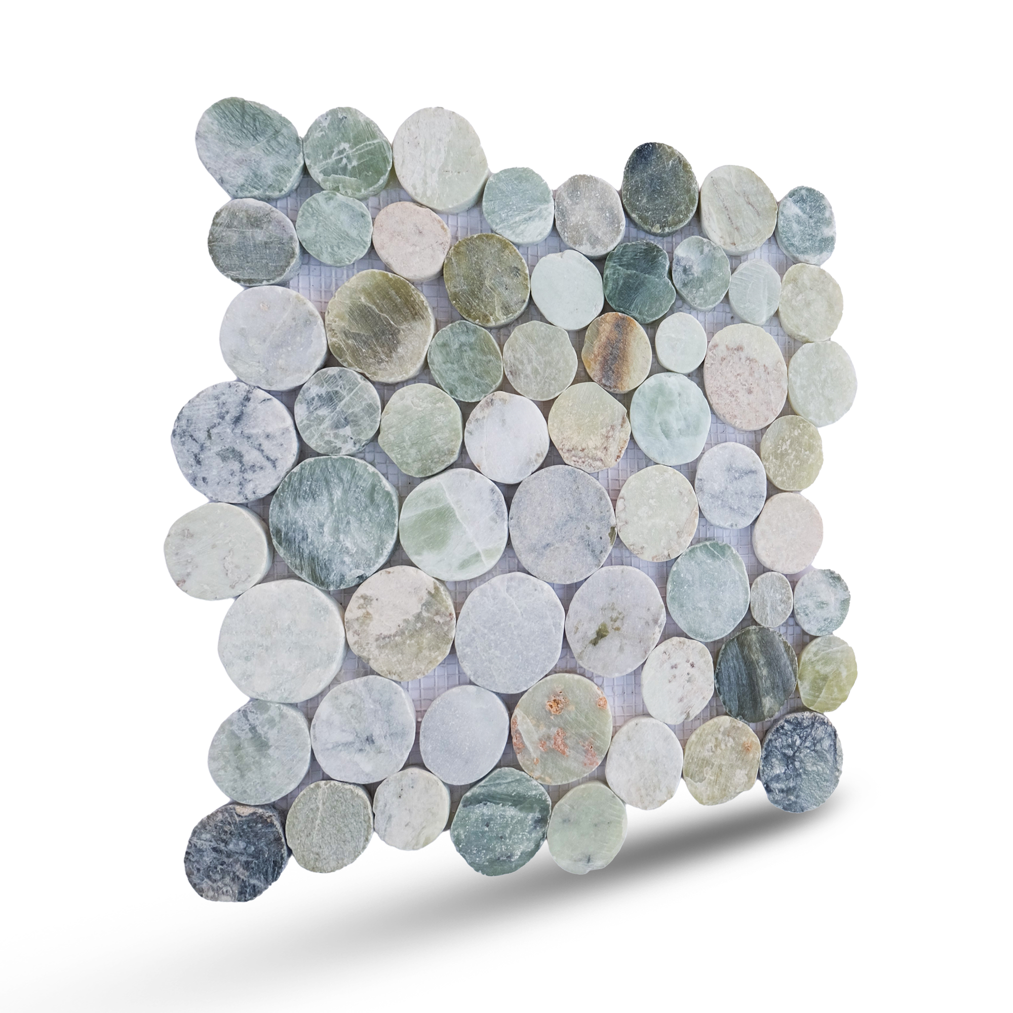 Sea Green Penny Round Tile, Marble Mosaic Wall & Floor Tile | 5 Tiles per case