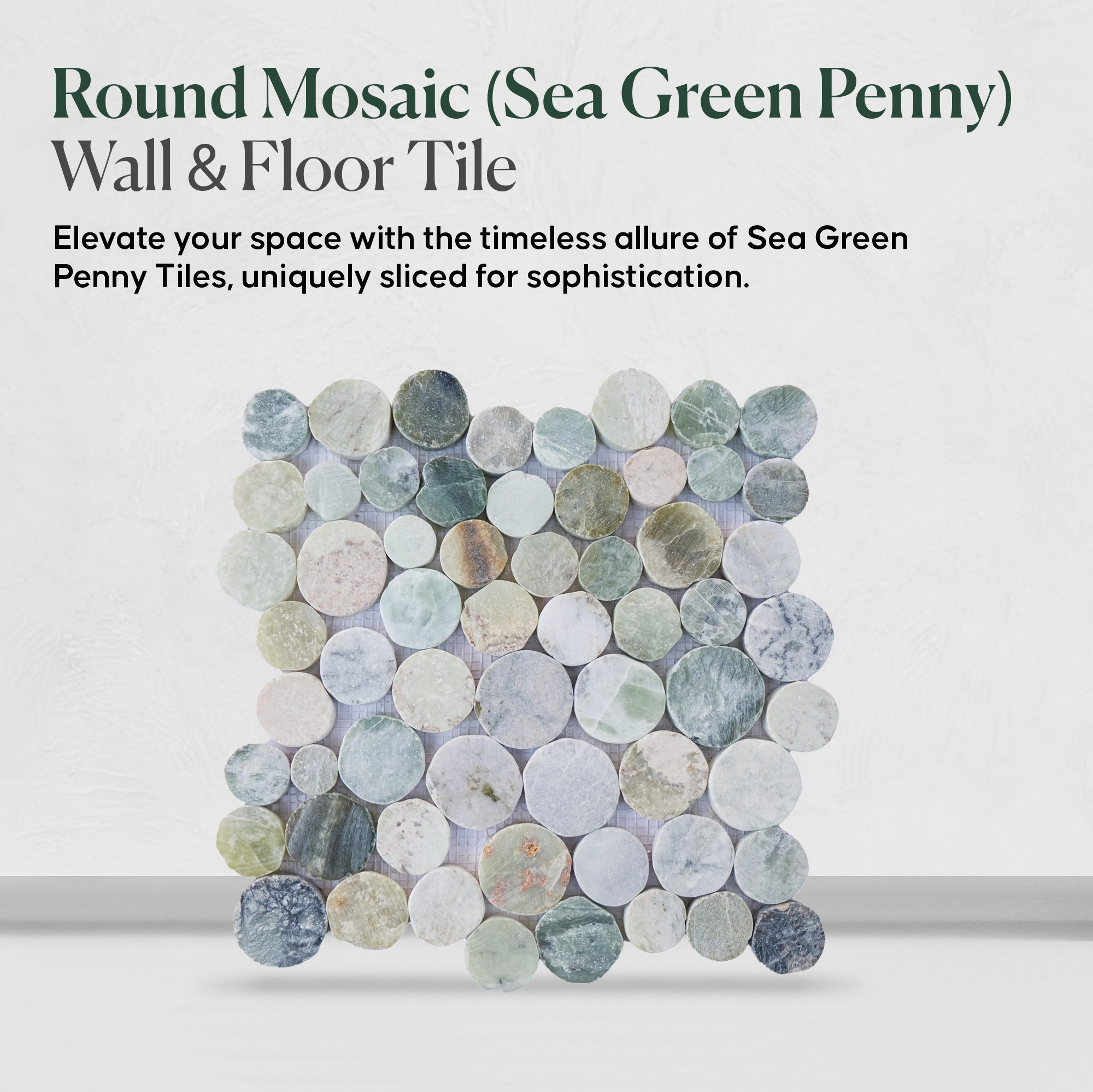Sea Green Penny Round Tile, Marble Mosaic Wall & Floor Tile