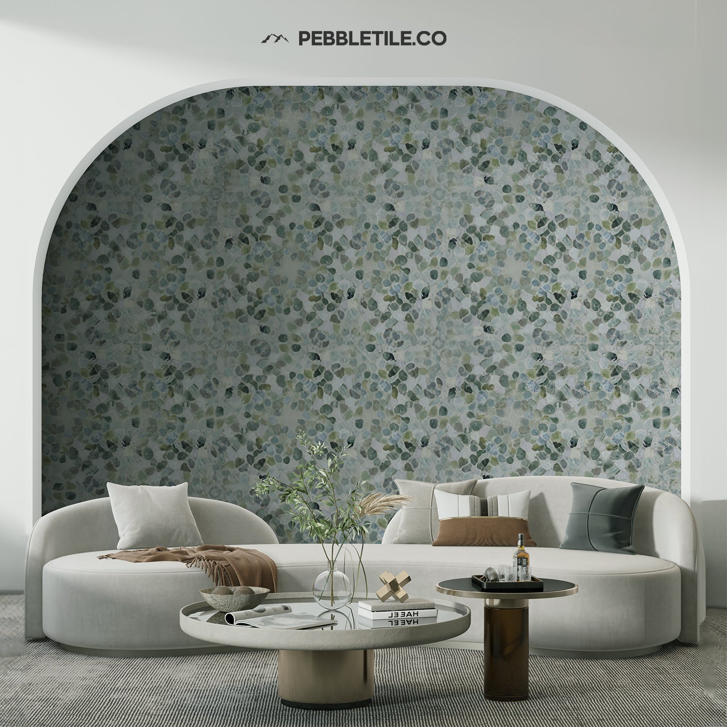 Ocean Green Sliced Pebble Mosaic Wall & Floor Tile | 5 Tiles per case