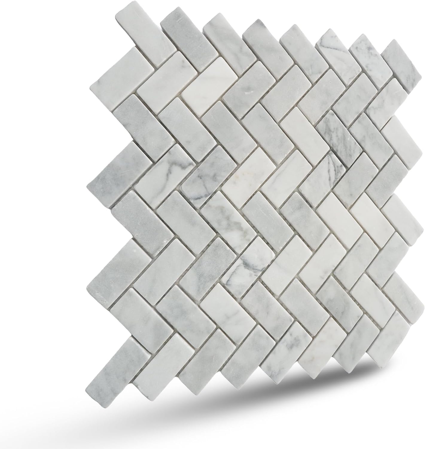 Herringbone Carrara Mosaic Wall & Floor Tile