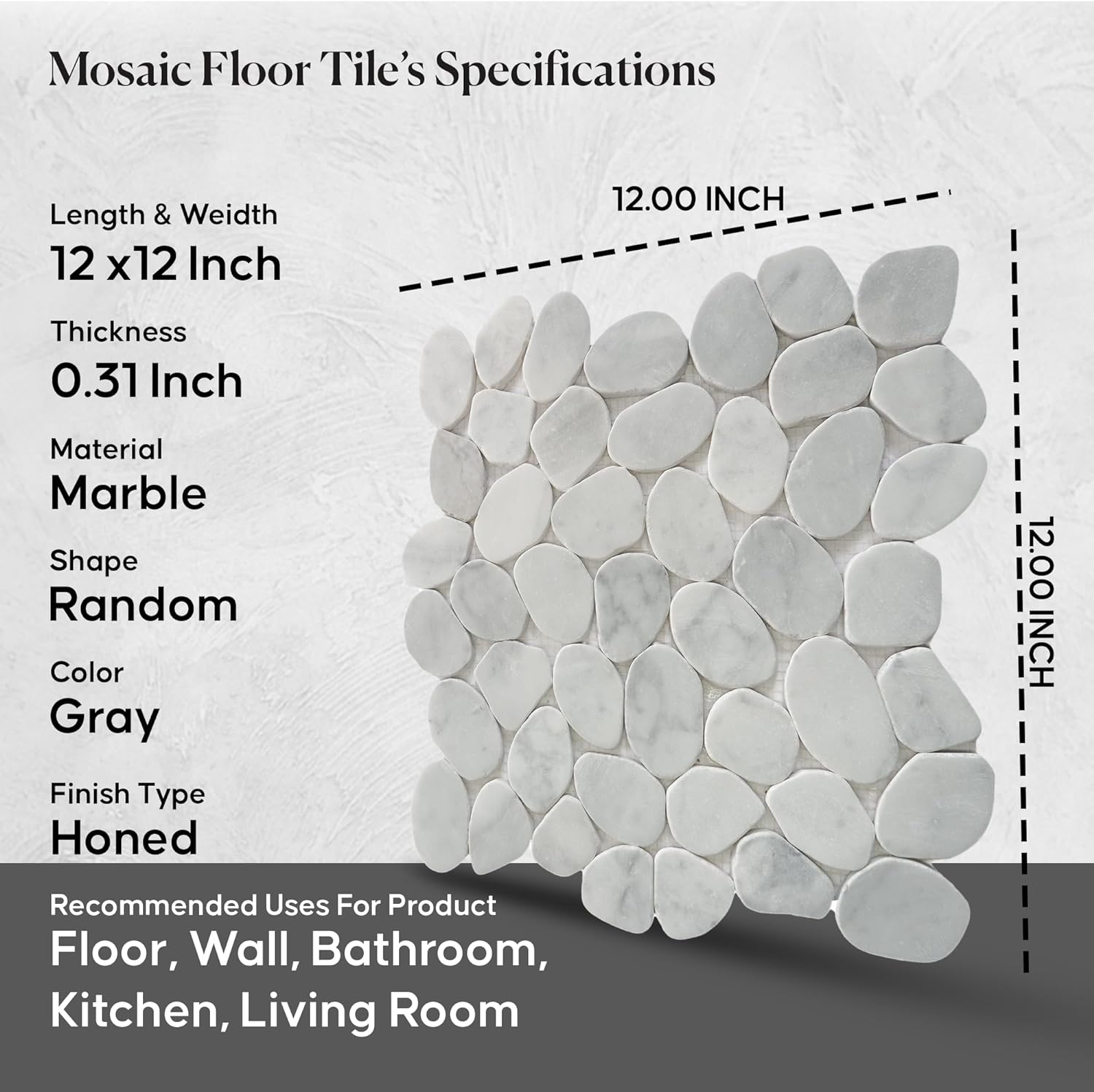 Slice Carrara Mosaic Wall & Floor Tile | 5 Tiles per case