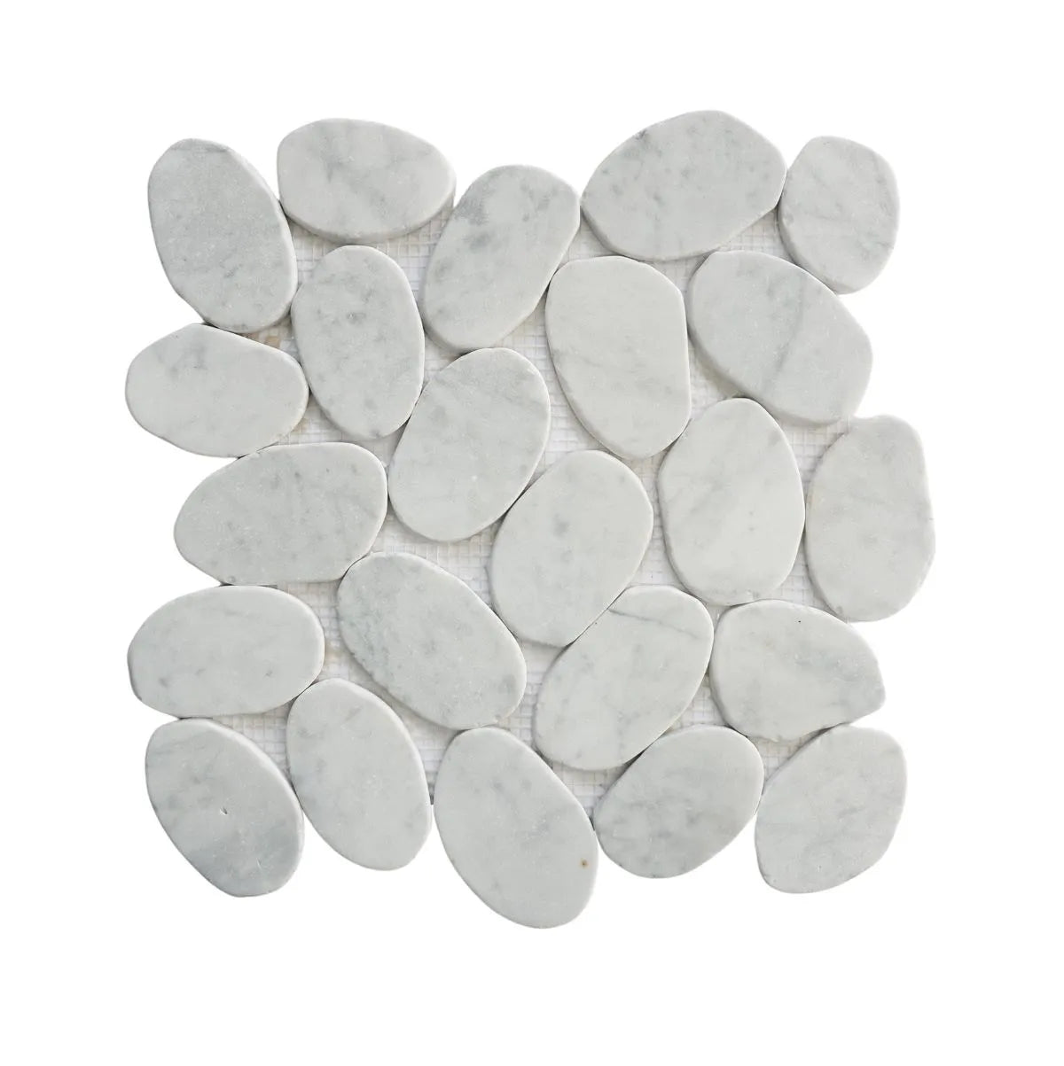 Slice carrara pebble tile sample without grout