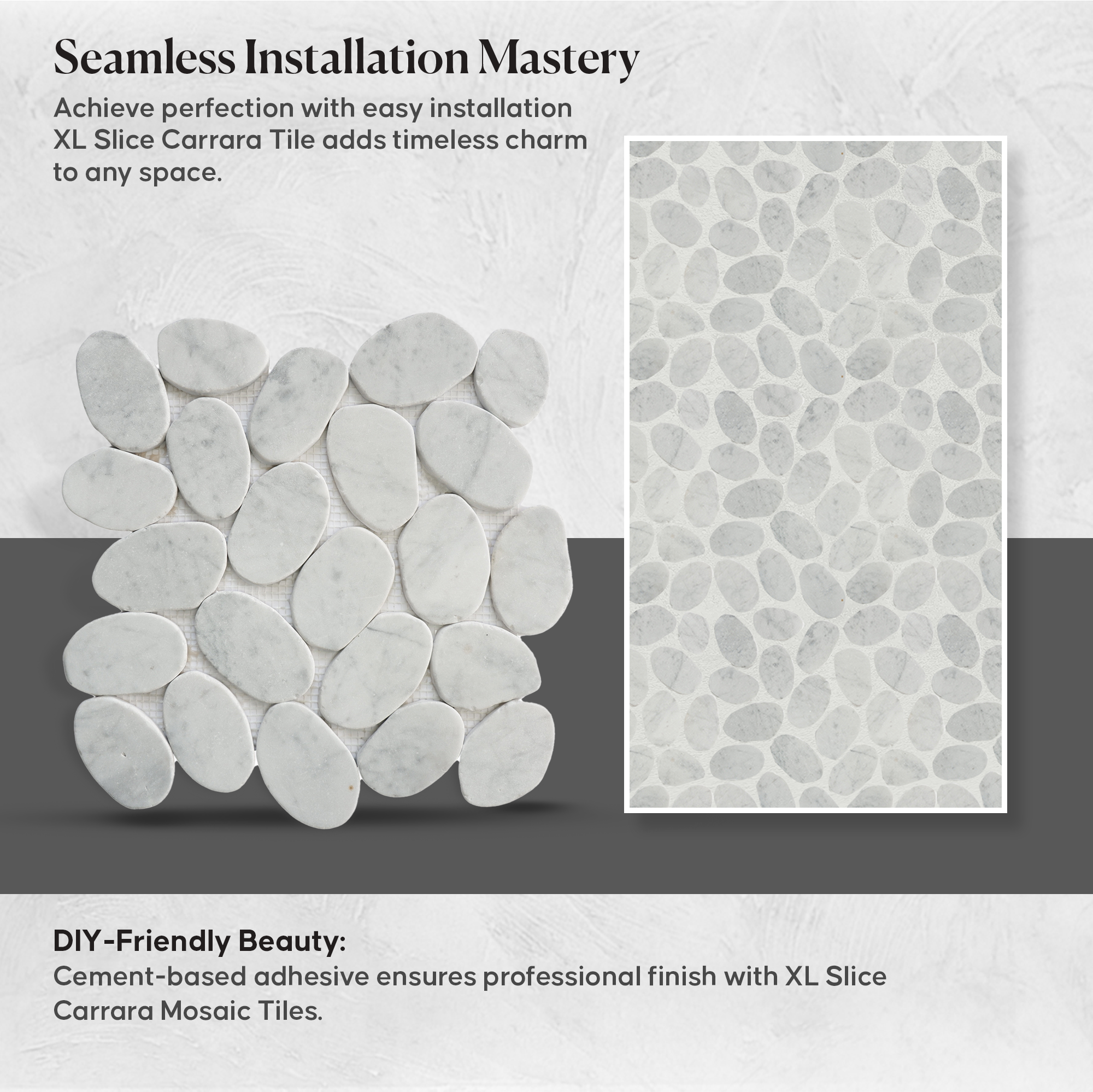 XL SLICE Carrara Mosaic Wall & Floor Tile | 5 Tiles per case