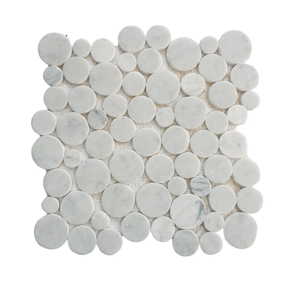 penny carrara tile sample without grout