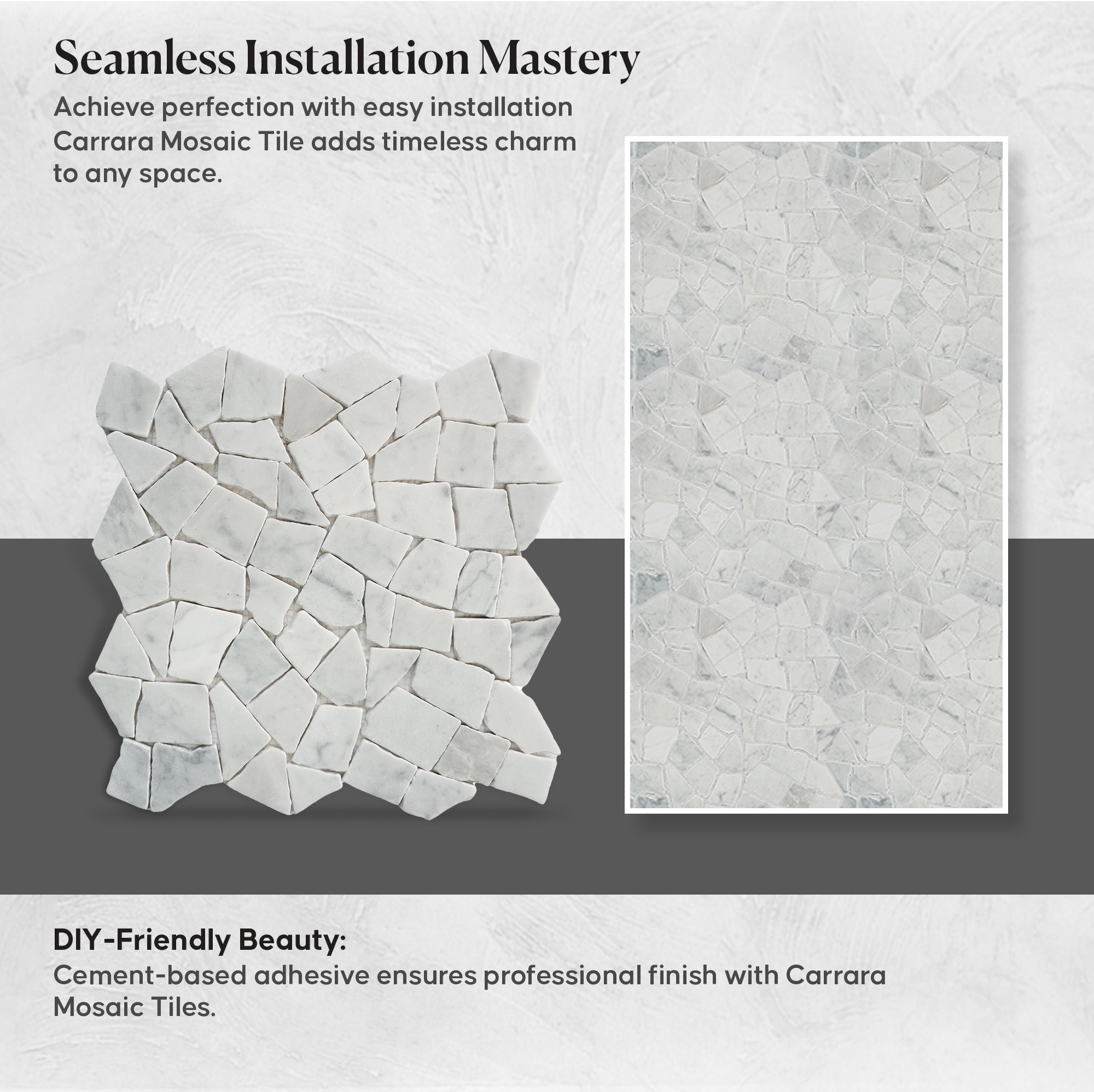 Random Mosaic Carara Wall and Floor Tile | 5 Tiles per case