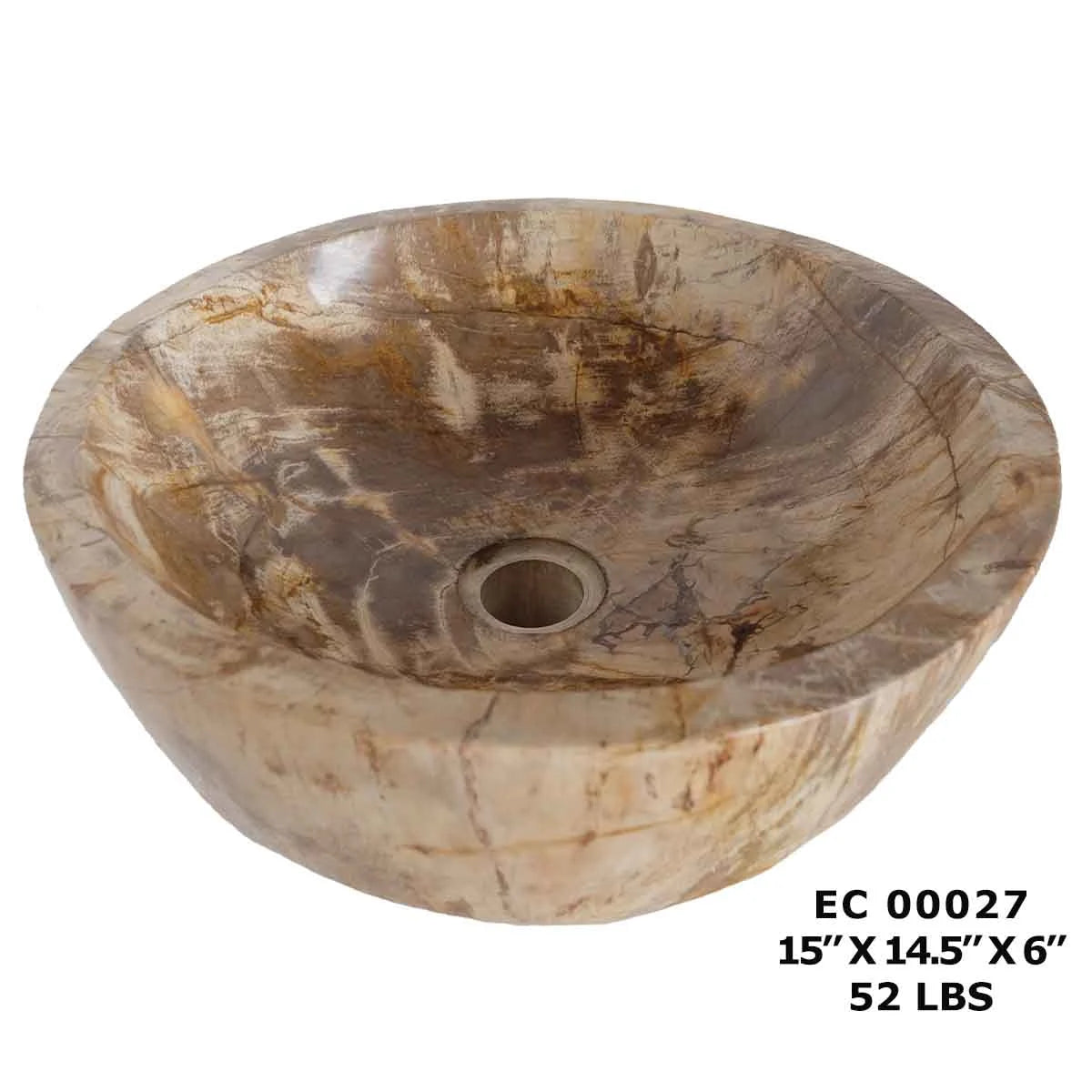Petrified Wood Kitchen Vessel Sink Bowl Stone Wash Basin EC00027