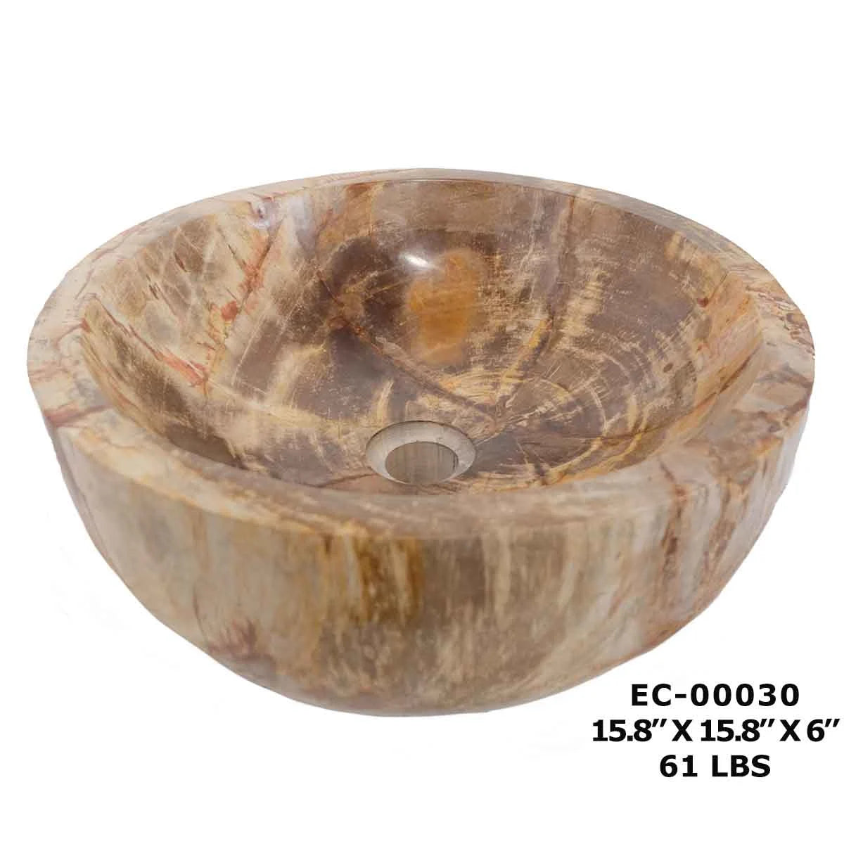 Petrified Wood Sink Basin, Stone Vessel Bathroom Sink EC00030