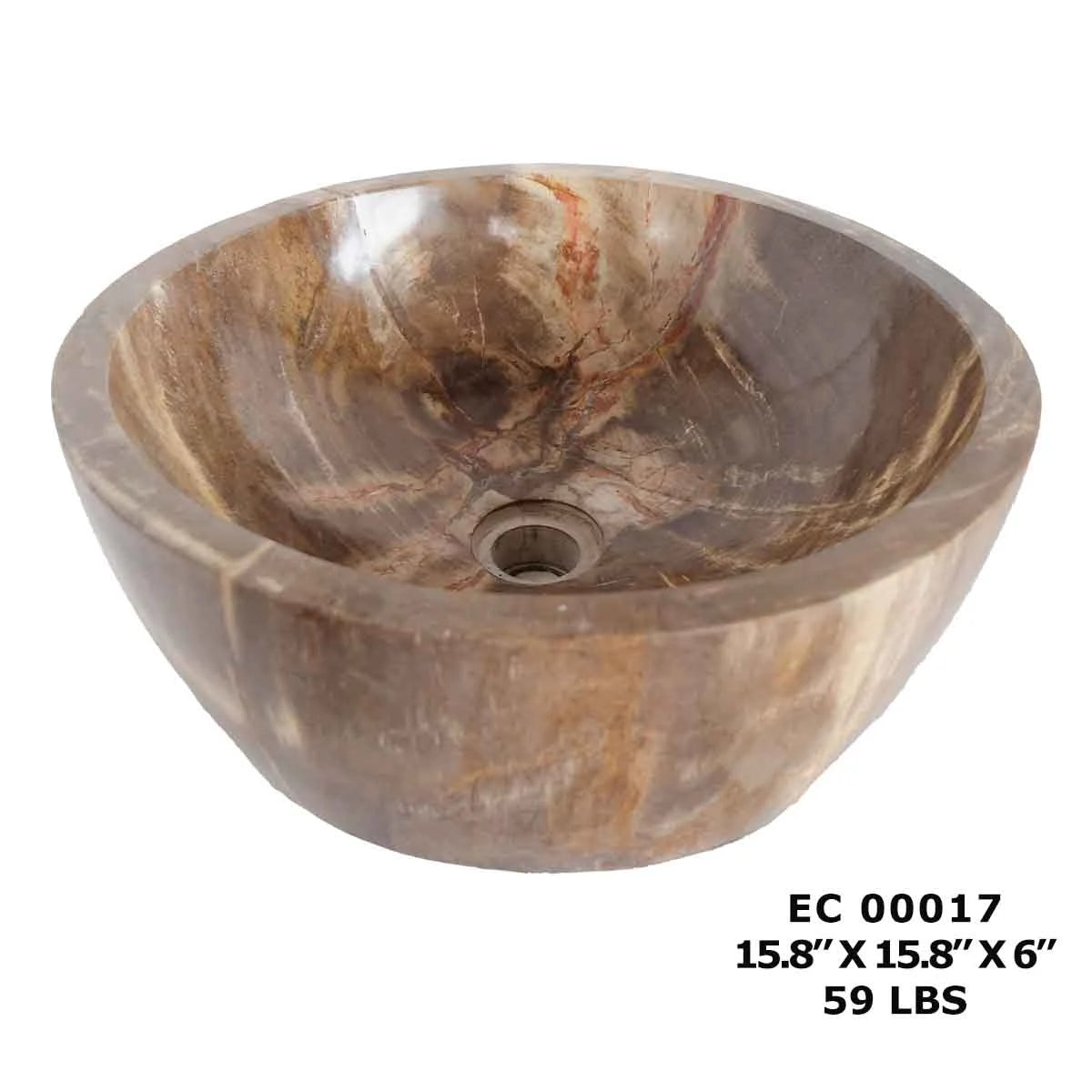 Petrified Wood Bathroom Vanity Vessel Sink, Bowl Kitchen Sink EC00017