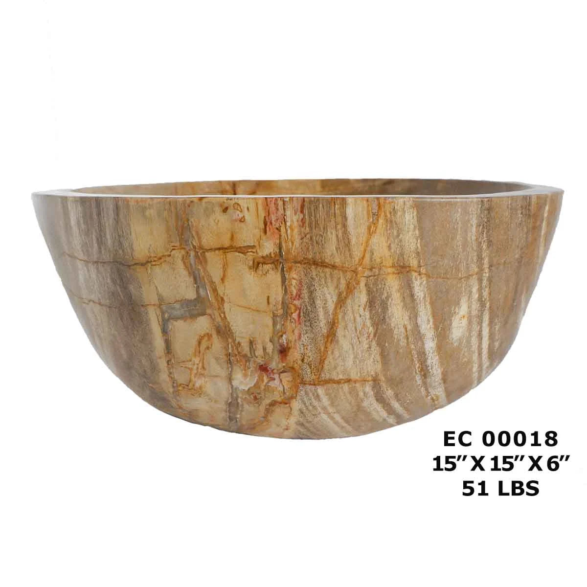 Petrified Wood Single Bowl Sink, Natural Stone Bathroom Sink EC00018