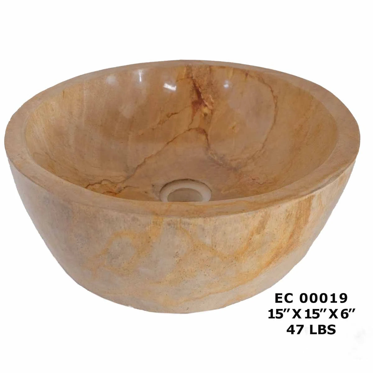 Petrified Wood Sink Bowl, Stone Bathroom Basin Sink EC00019