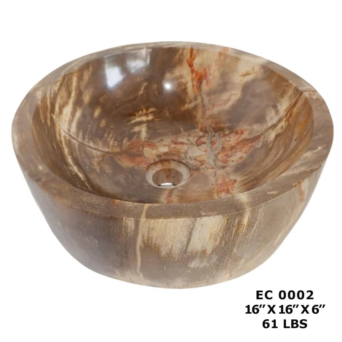 Petrified Wood Vessel Sink Basin, Sink Bowls for Bathroom EC0002