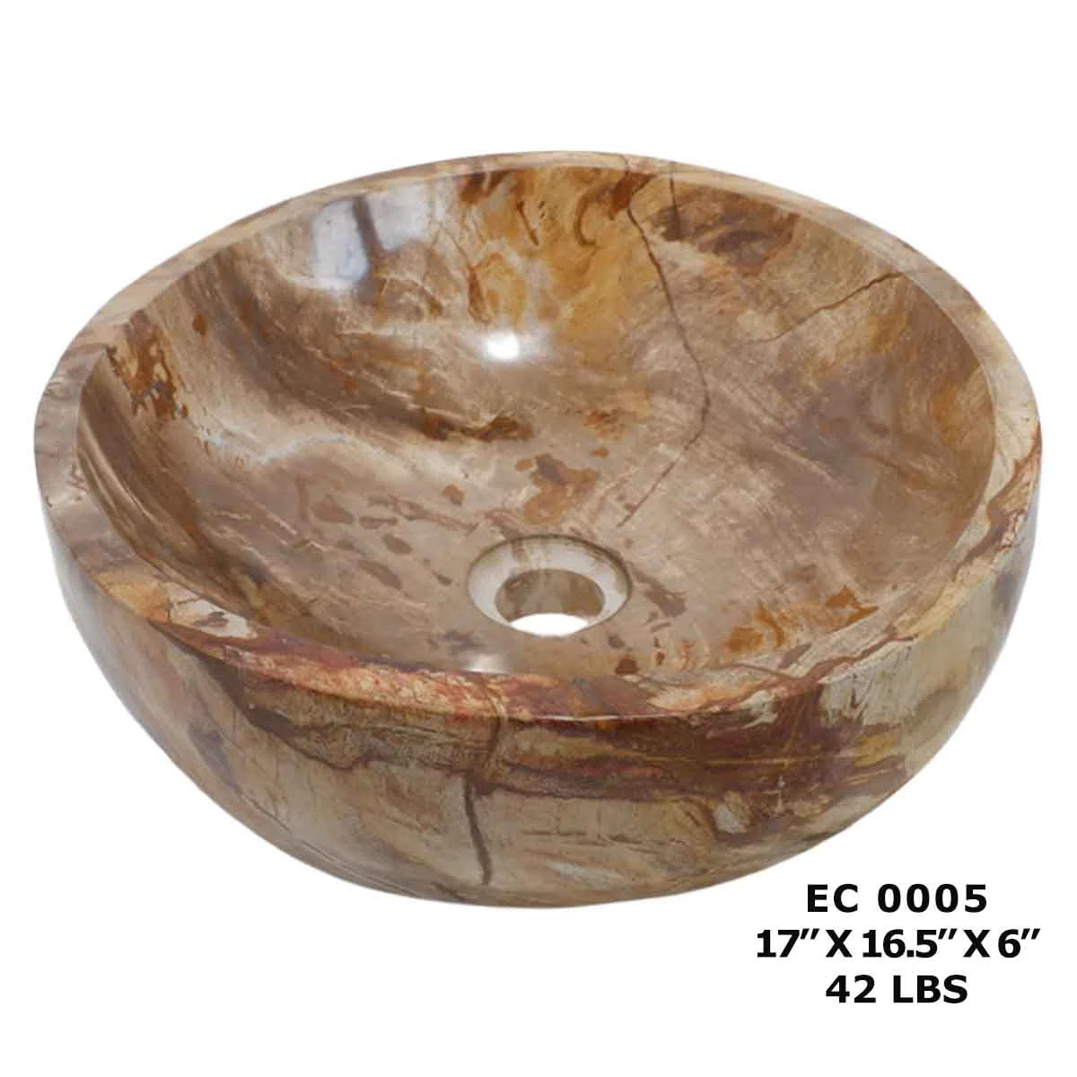 Petrified Wood Antique Stone Basin Sinks for Bathroom EC0005