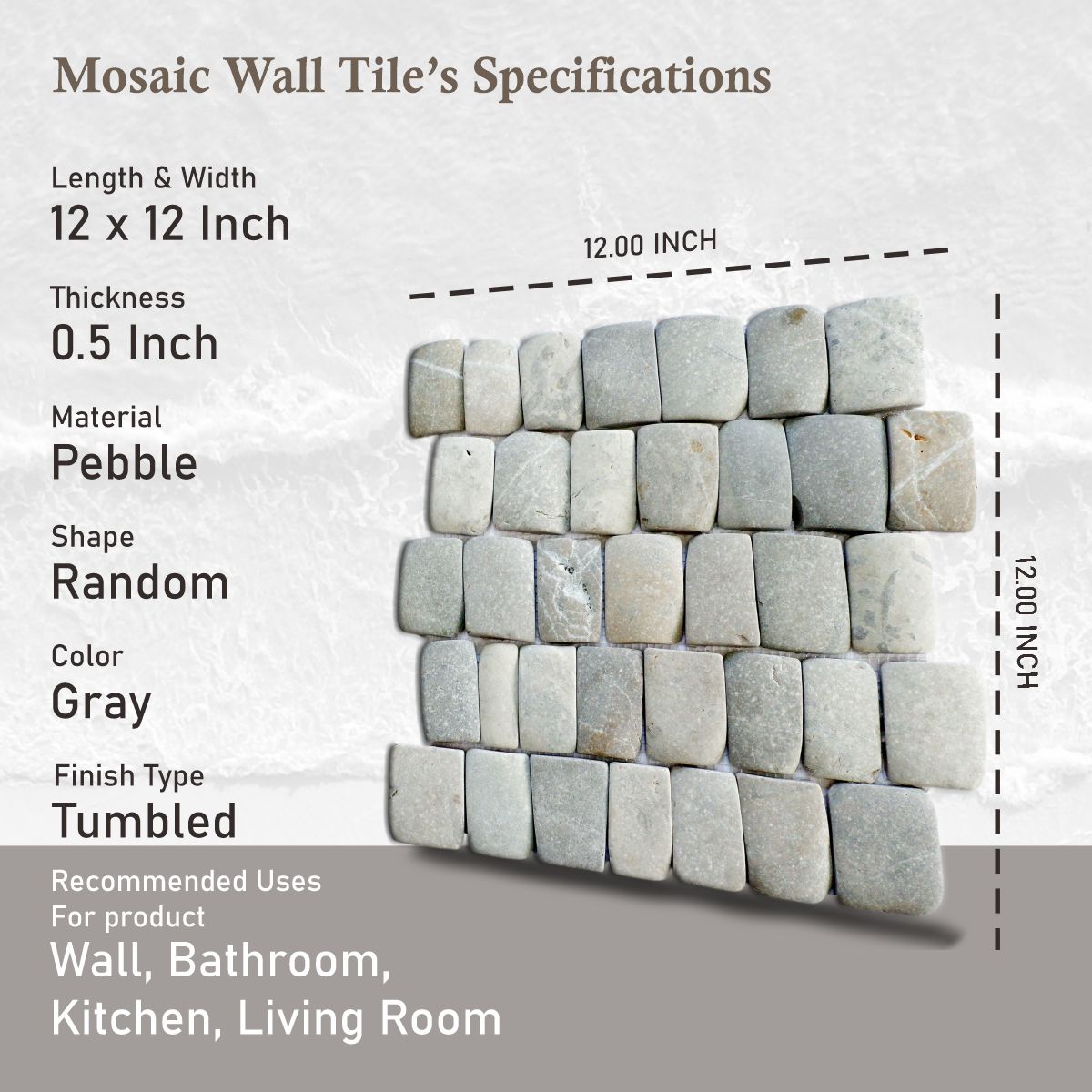 Natural Grey Stone Mosaic Tile for Wall, Canine Grey Floor Tile