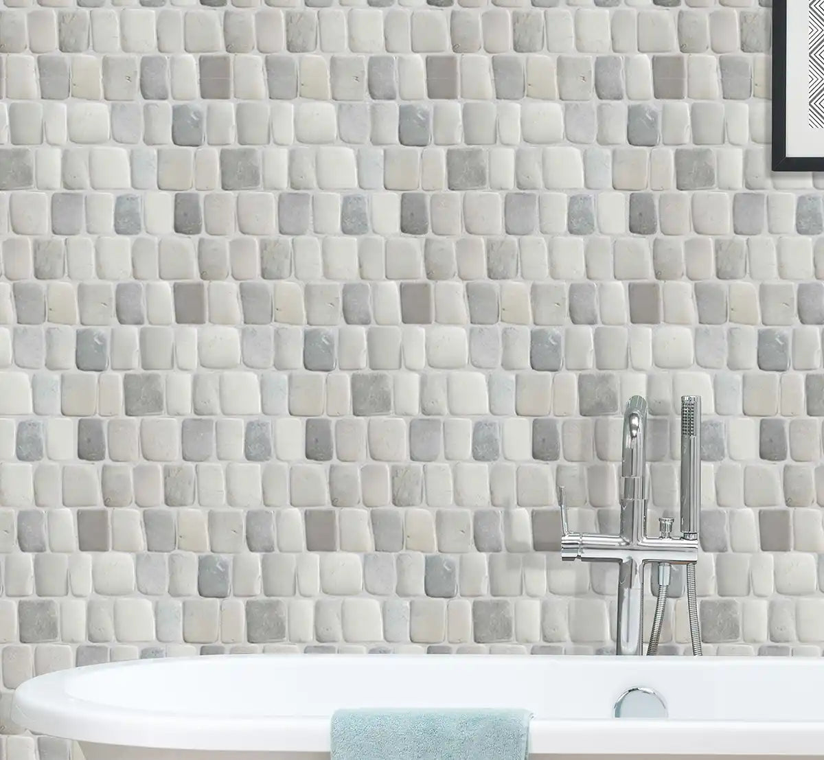 Canine Cloud Pebble Mosaic Tile for Wall | 5 Tiles per case