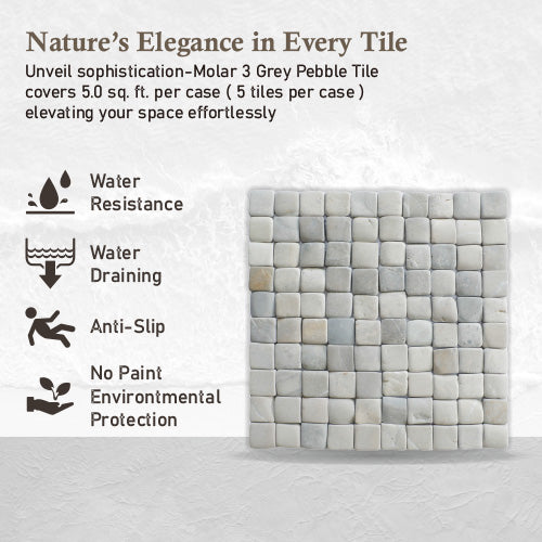 Natural Grey Stone Mosaic Tile, Molar 3 Grey Mosaic Tile