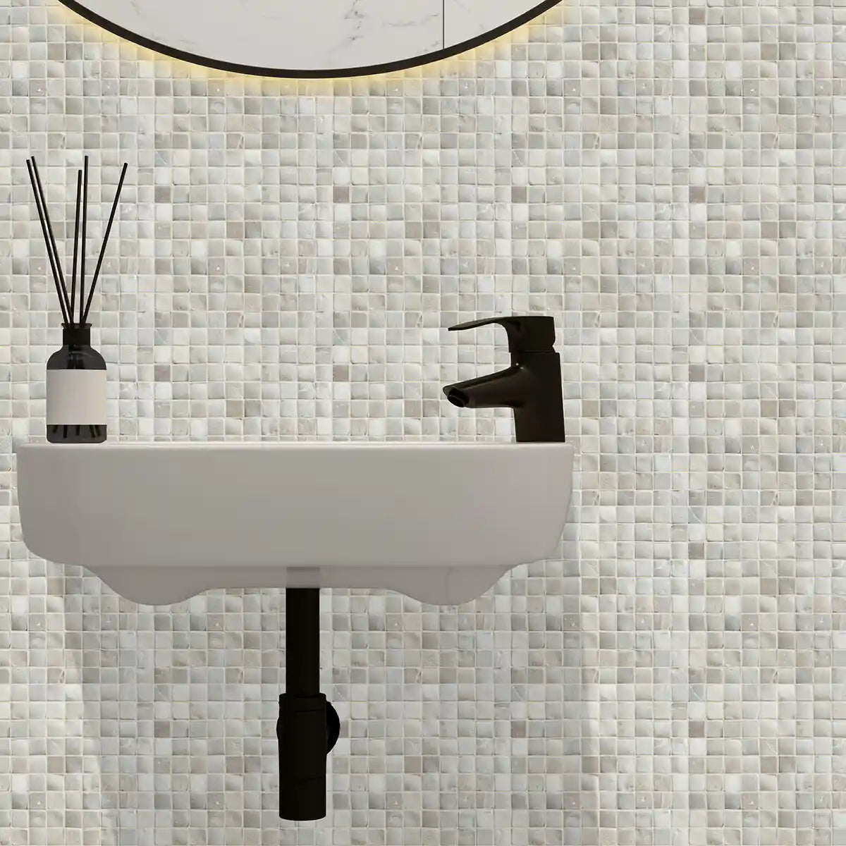 Molar 3 Tan Pebble Mosaic Tile for Wall | 5 Tiles per case