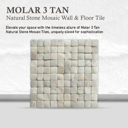 Tan Stone Mosaic Floor Tile, Molar 3 Natural Stone Mosaic Tile