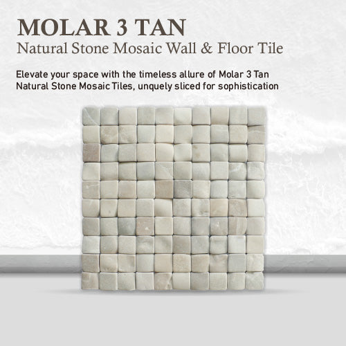 Molar 3 Tan Pebble Mosaic Tile for Wall | 5 Tiles per case