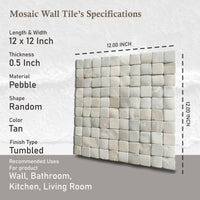 Natural Tan Stone Mosaic Floor Tile | Pebble Tile