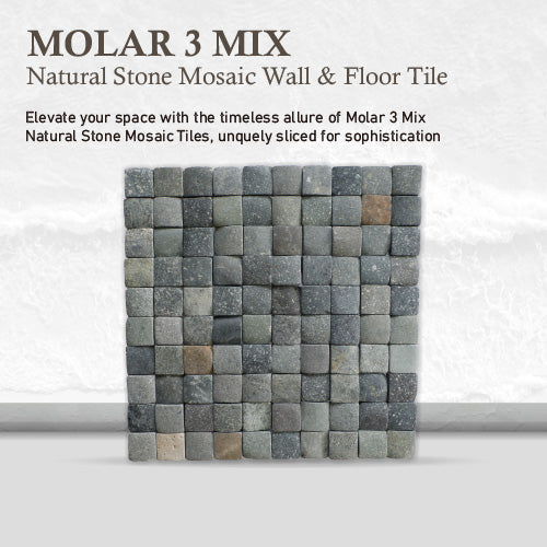 Molar 3 Mixed Pebble Mosaic Tile for Wall | 5 Tiles per case