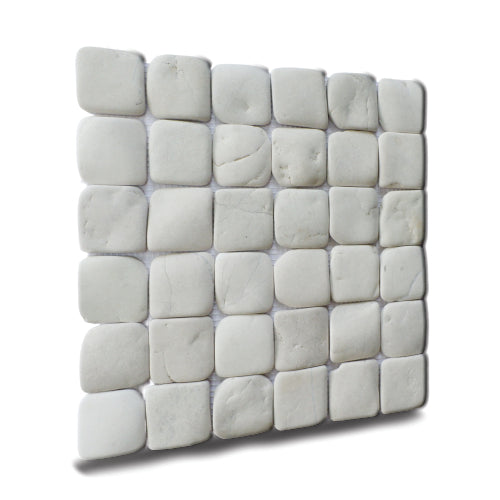 White Natural Stone Mosaic Tile, Molar 5 White Mosaic Tile