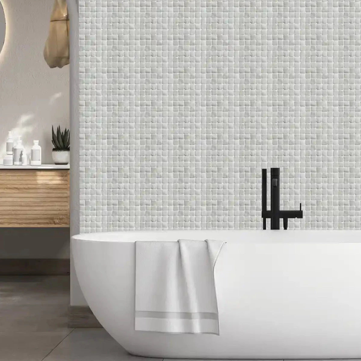 White Natural Stone Mosaic Tile, Molar 5 White Mosaic Tile