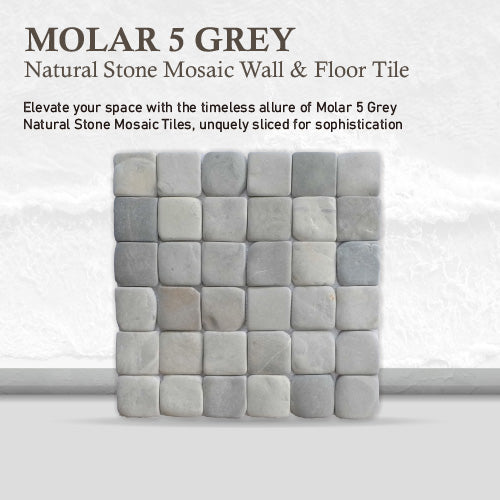 Grey Natural Stone Mosaic Tile, Molar 5 Grey Mosaic Tile